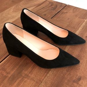 NWB J. Crew Pointed-Toe Block Heel in Black Suede Size 7